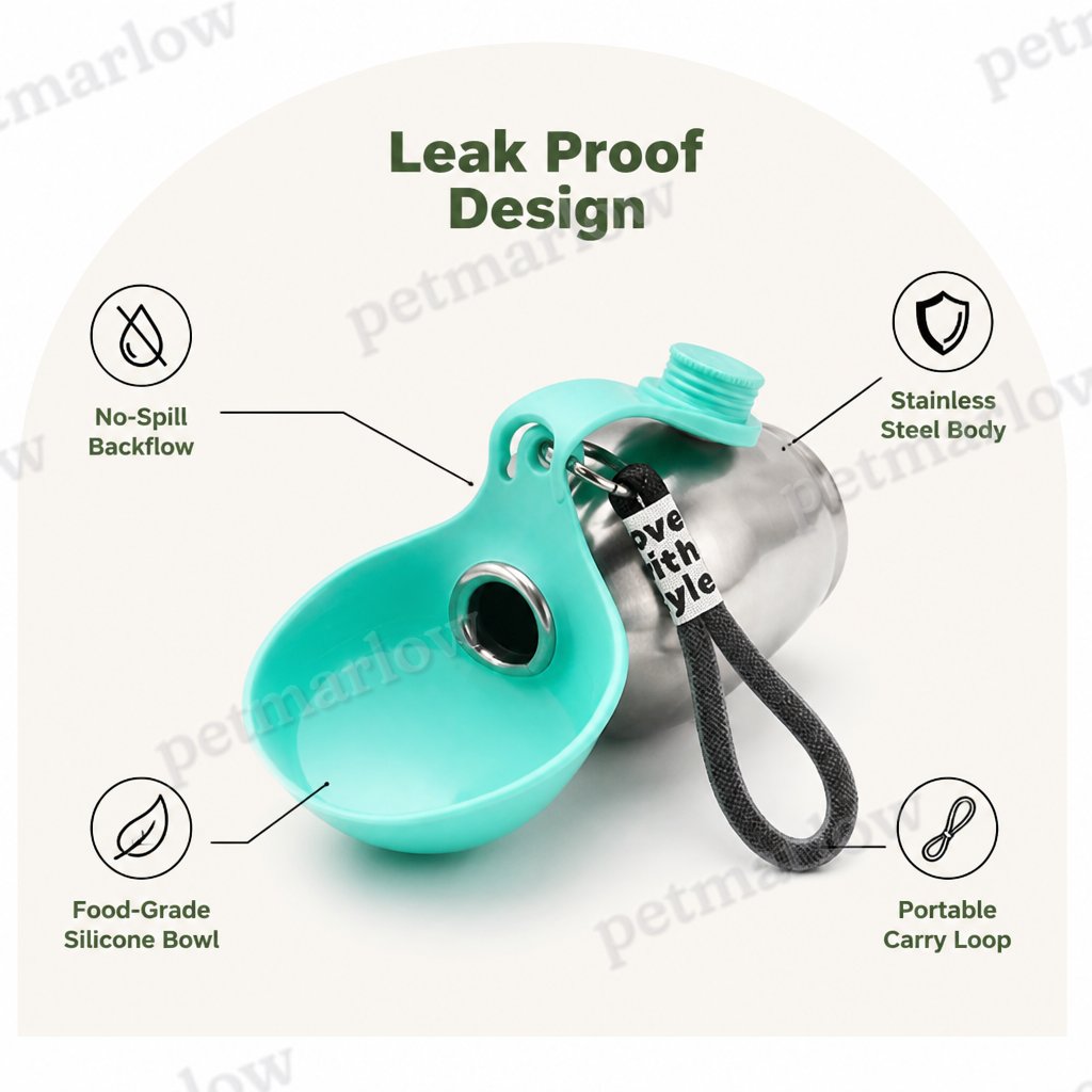Petmarlow Leak-Proof Stainless Steel & Silicone Travel Water Bottle – view 4