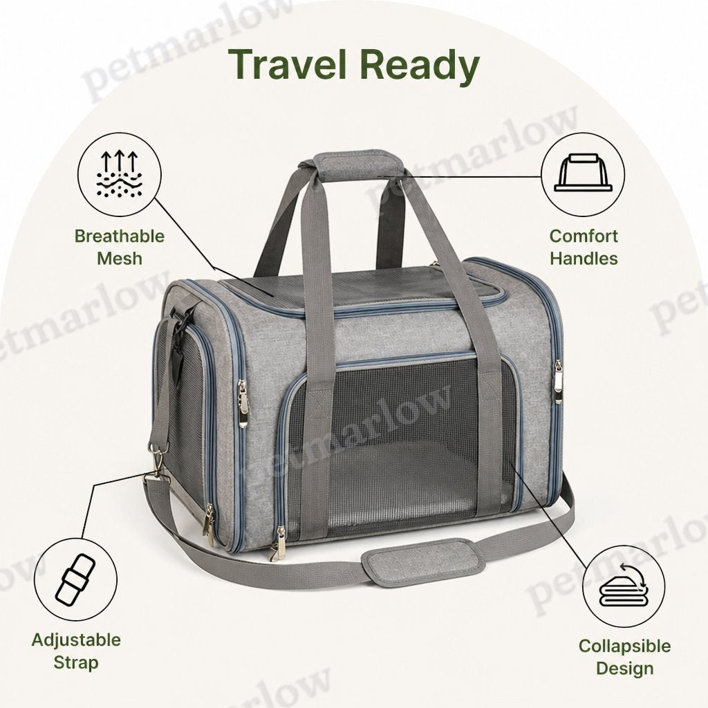 Petmarlow Lightweight Collapsible Mesh Pet Carrier (Adjustable Strap) – view 3