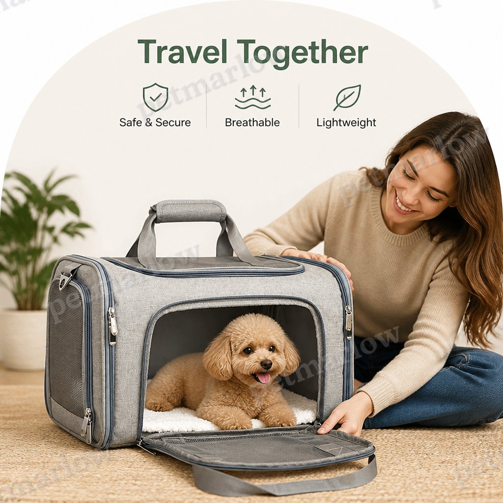 Petmarlow Lightweight Collapsible Mesh Pet Carrier (Adjustable Strap) – view 6