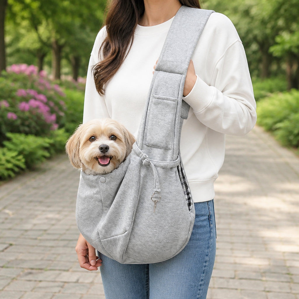 Petmarlow Lightweight Cotton Crossbody Sling Carrier – Gray