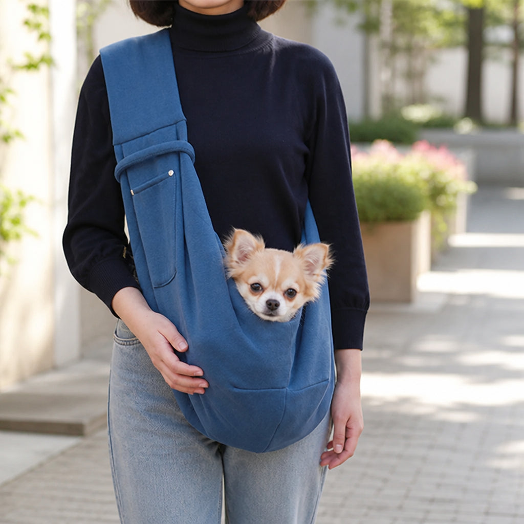 Petmarlow Lightweight Polyester Crossbody Pet Sling Carrier (Fits Up To 12 Lbs)