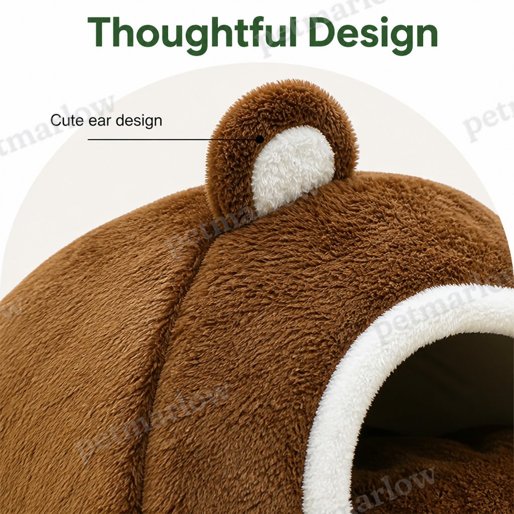 Petmarlow Long Plush Hooded Pet Cave Bed – view 5