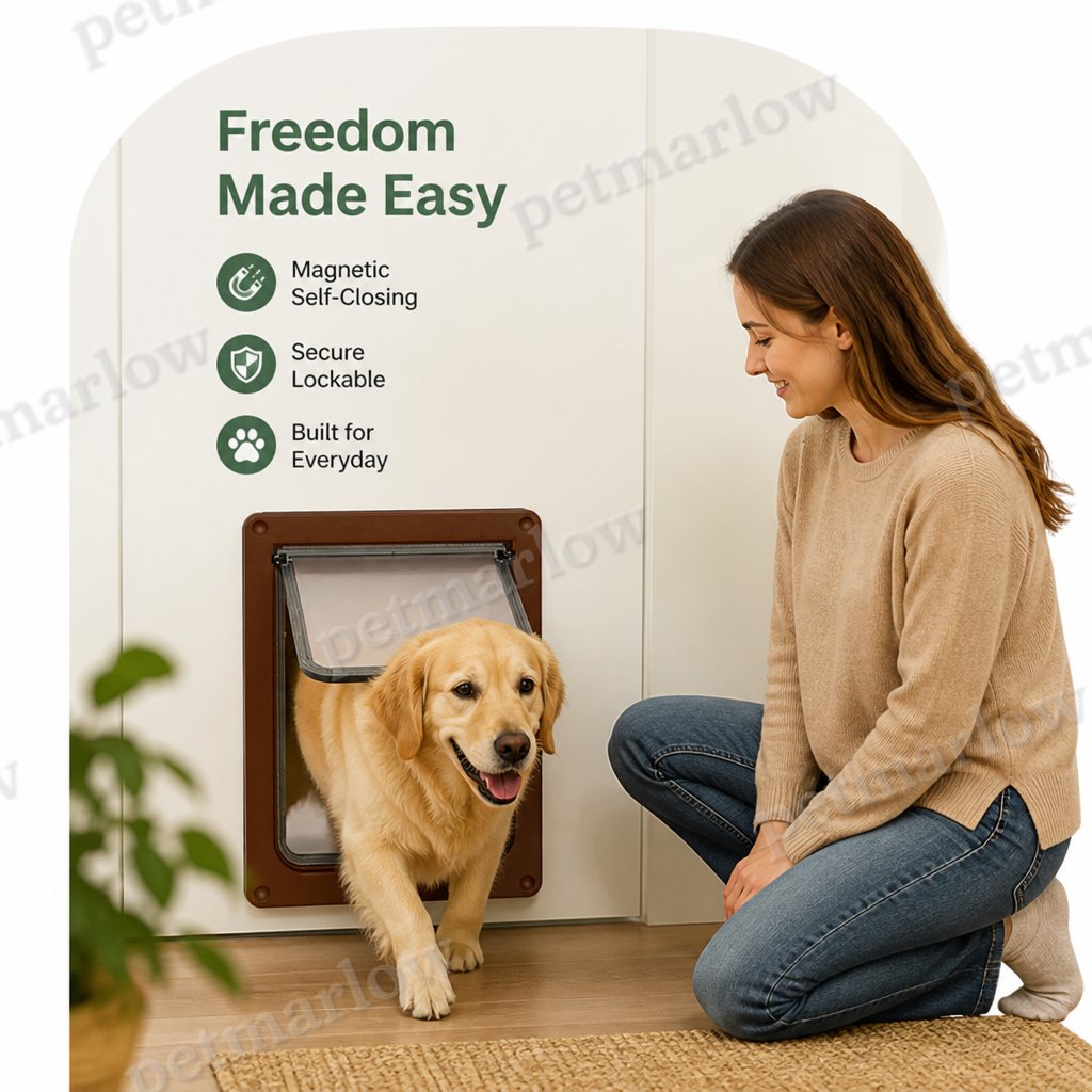 Petmarlow Magnetic Self-Closing & Lockable Pet Flap Door (For Cats & Small Dogs) – view 6