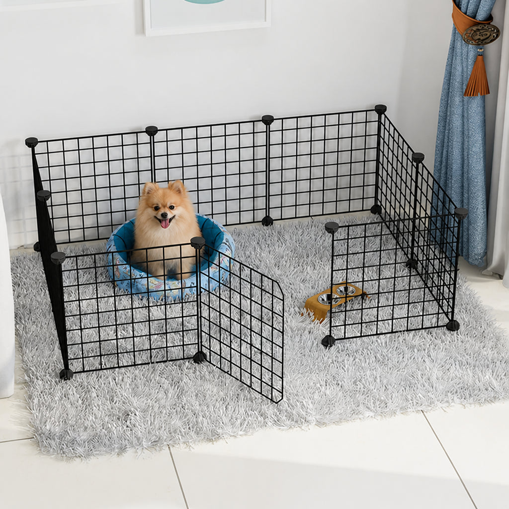 Petmarlow Modular Wire Mesh Playpen – SL061-black10-1