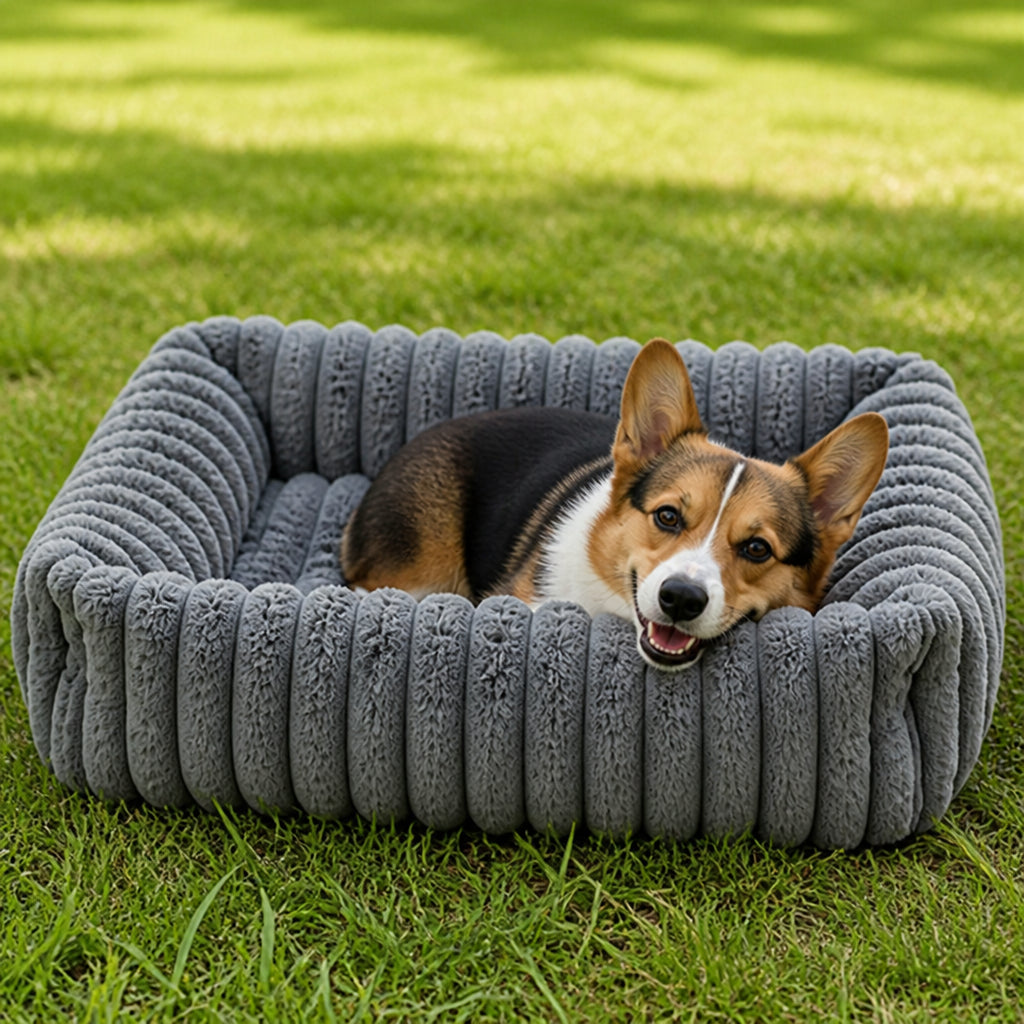 Petmarlow Neck-Supporting Extra-Soft Corduroy Bolster Bed (Removable Cover)