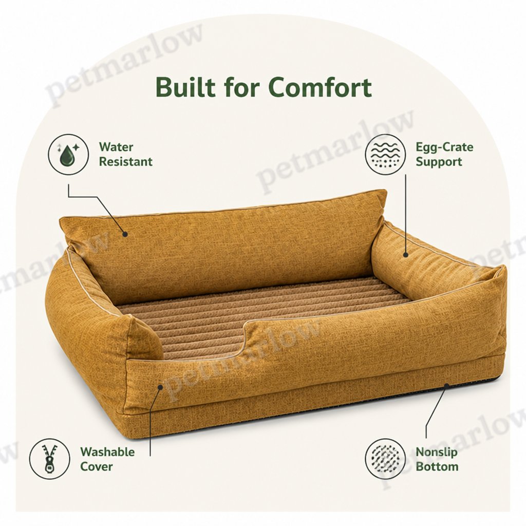 Petmarlow Orthopedic Egg-Crate Foam Dog Bed (Water-Resistant Washable Cover) – view 3