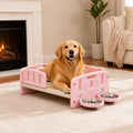 Petmarlow Orthopedic Elevated Entry & Calming Plush Pet Sofa (Includes Bowl) – Pink