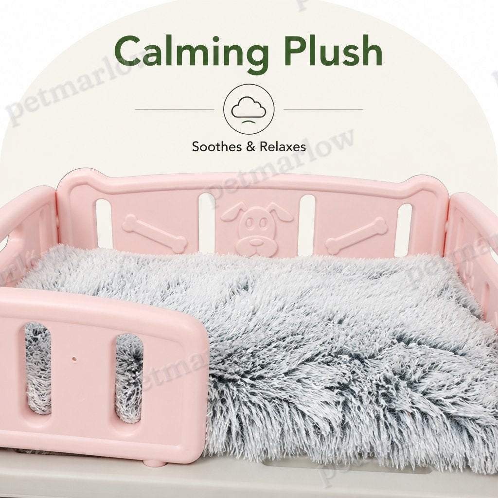 Petmarlow Orthopedic Elevated Entry & Calming Plush Pet Sofa (Includes Bowl) – view 5