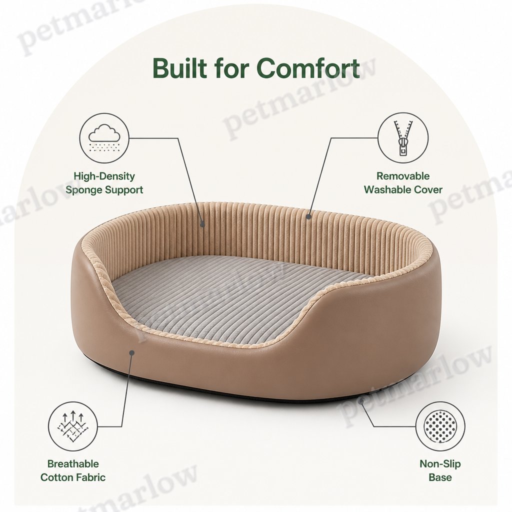 Petmarlow Orthopedic High-Density Sponge Dog Bed (Removable Washable Cover) – view 6