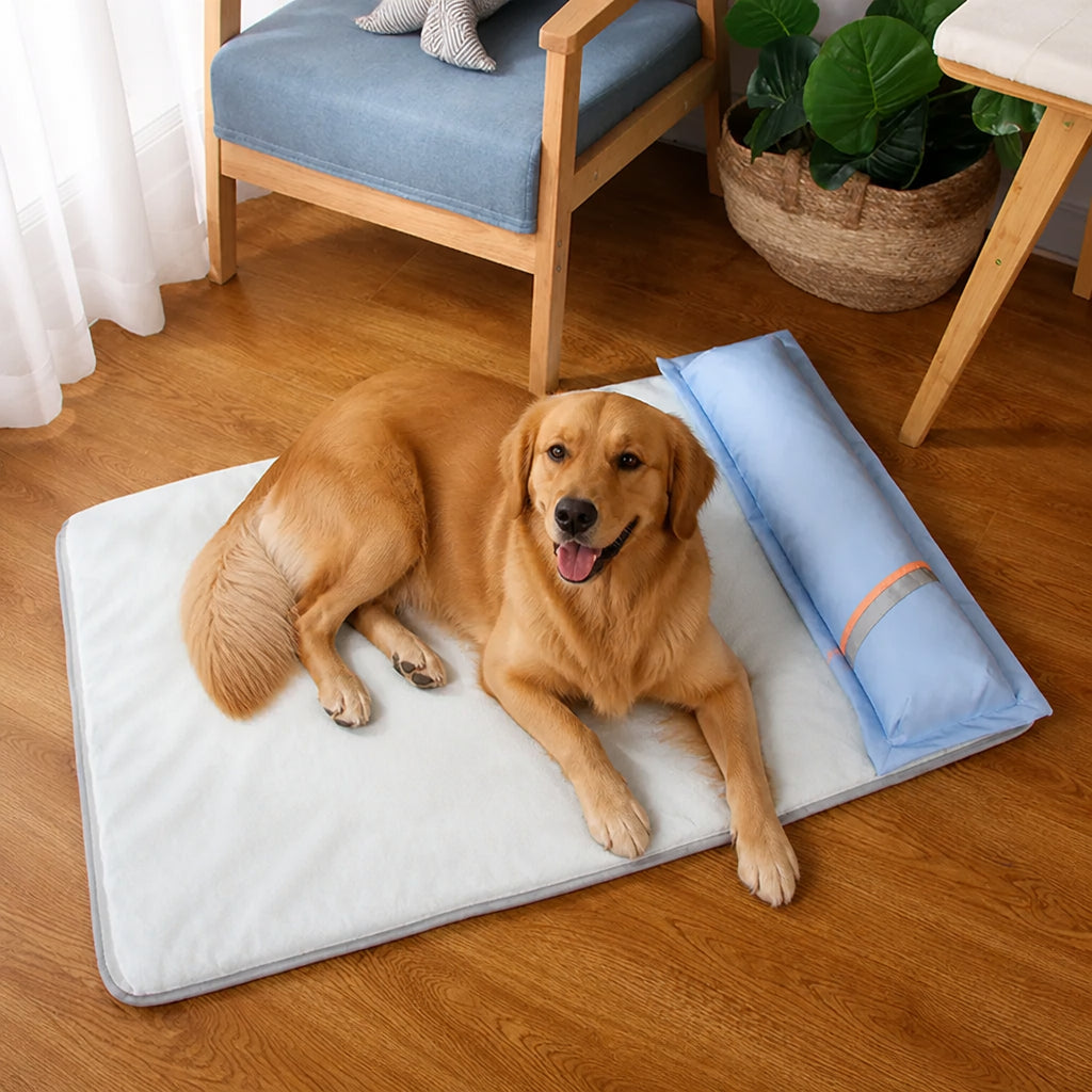 Petmarlow Orthopedic Memory Foam & Breathable Waterproof Bolster Bed (Removable Cover) – Thin (0.6 inch) / S - 17.7 × 13.8 in