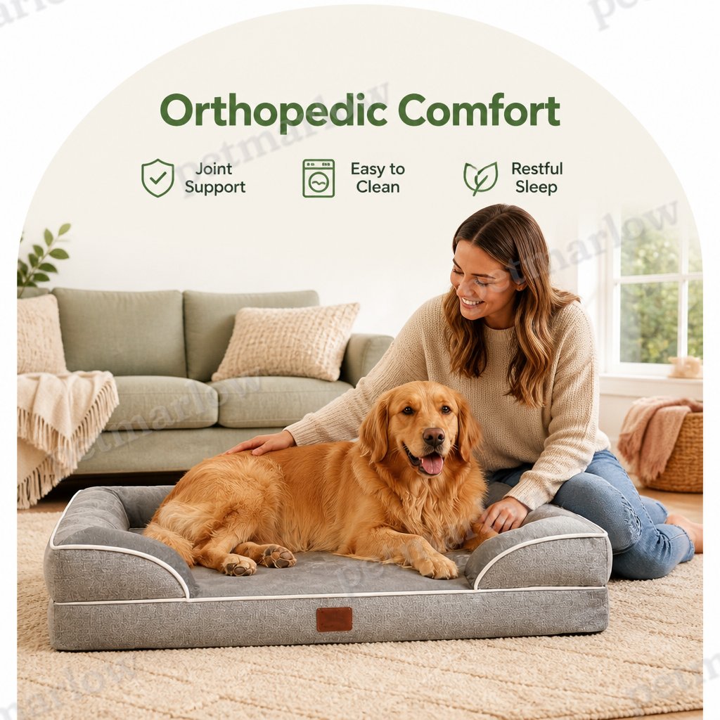 Petmarlow Orthopedic Memory Foam Dog Bed (Removable Cover) – view 6