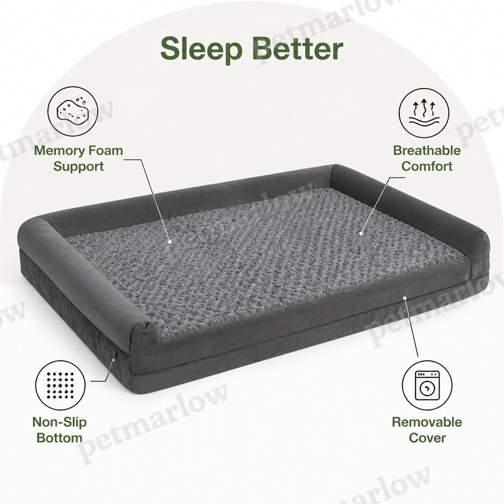 DogBedHouse Orthopedic Memory Foam & Non-Slip Dog Bed (Removable Cover) – view 4