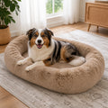 Petmarlow Orthopedic & Washable Faux Fur Human Dog Bed (Detachable Cover) – Khaki / Standard - 70"L x 44"W x 11"Th