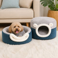 Petmarlow Plush Convertible Pop-Top Pet Bed (Removable Cushion) – With Thick Blanket / S - 15.7 × 15.7 × 12.2 in