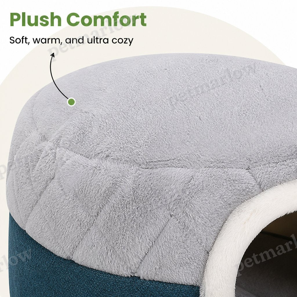 Petmarlow Plush Convertible Pop-Top Pet Bed (Removable Cushion) – view 5
