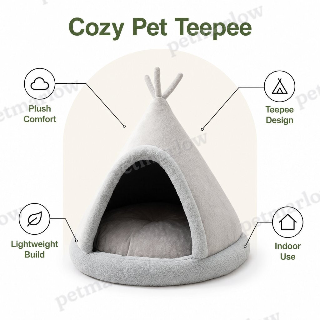Petmarlow Plush Coral Velvet & Cotton-Filled Pet Teepee – view 4
