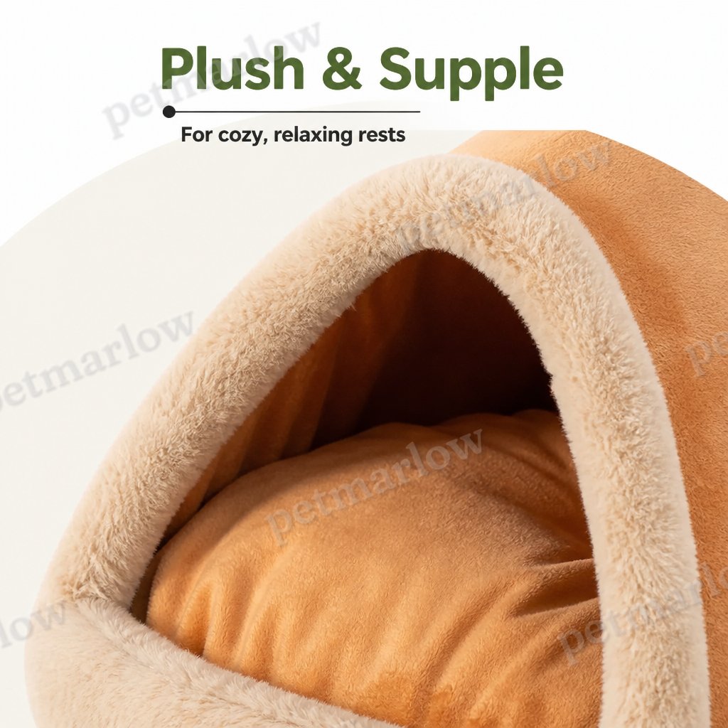 Petmarlow Plush Coral Velvet & PP Cotton Pet Teepee – view 5