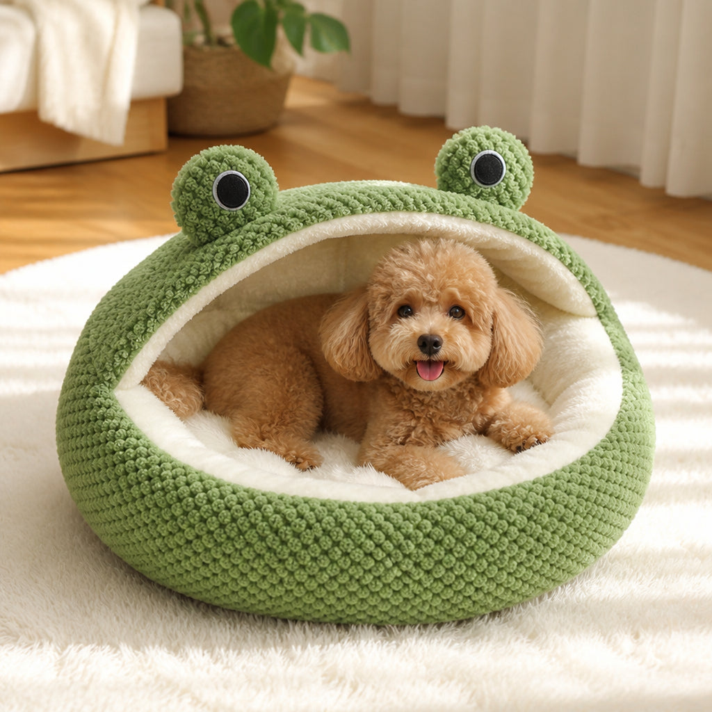 Petmarlow Plush Enclosed Waterproof & Anti-Slip Pet Bed (Removable Cushion)