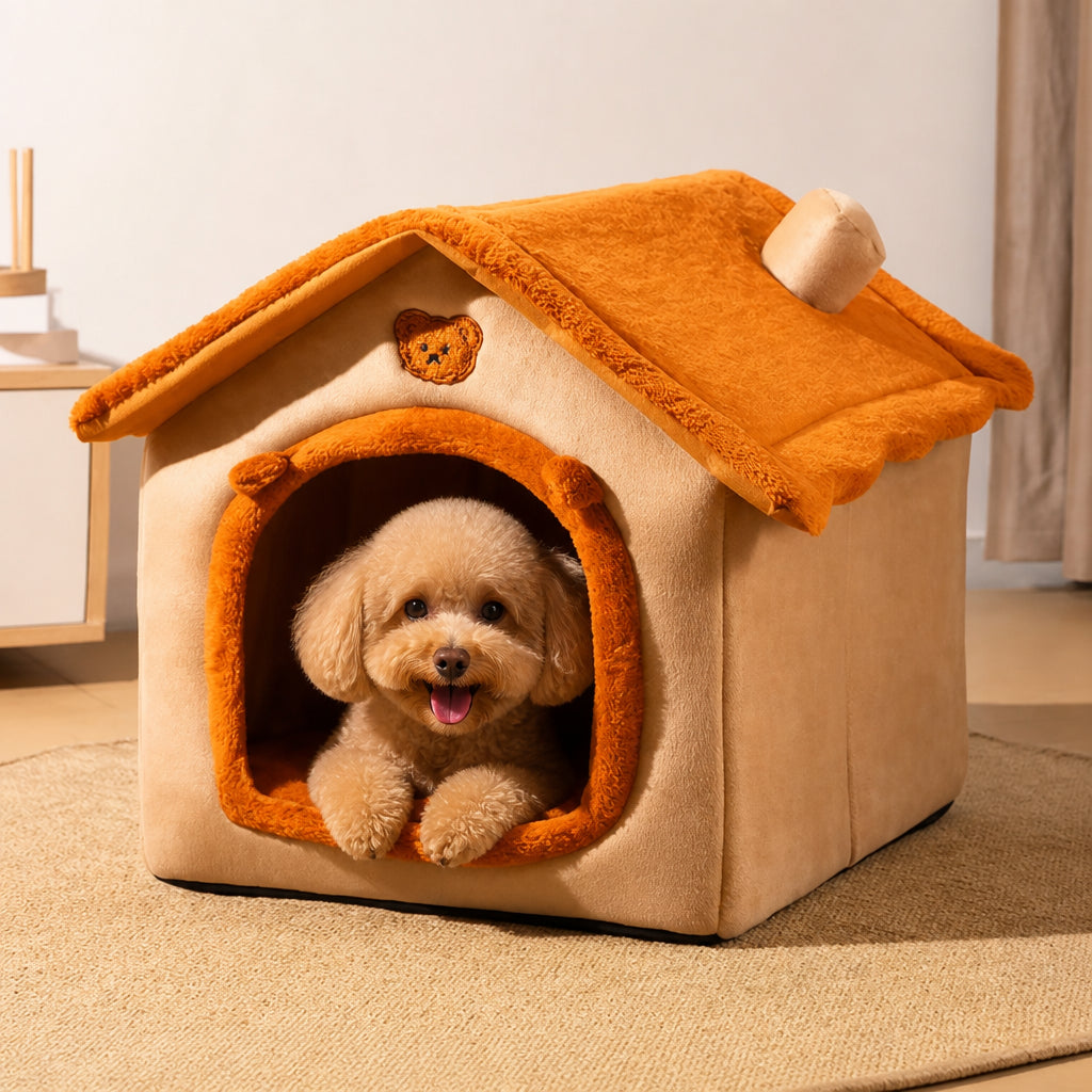 Petmarlow Plush & Insulated Pet Cave Bed (Removable Cushion)