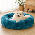Petmarlow Plush Long-Pile Tie-Dye Round Dog Bed – tie-dye created-sapphire blue / S 15.75inch