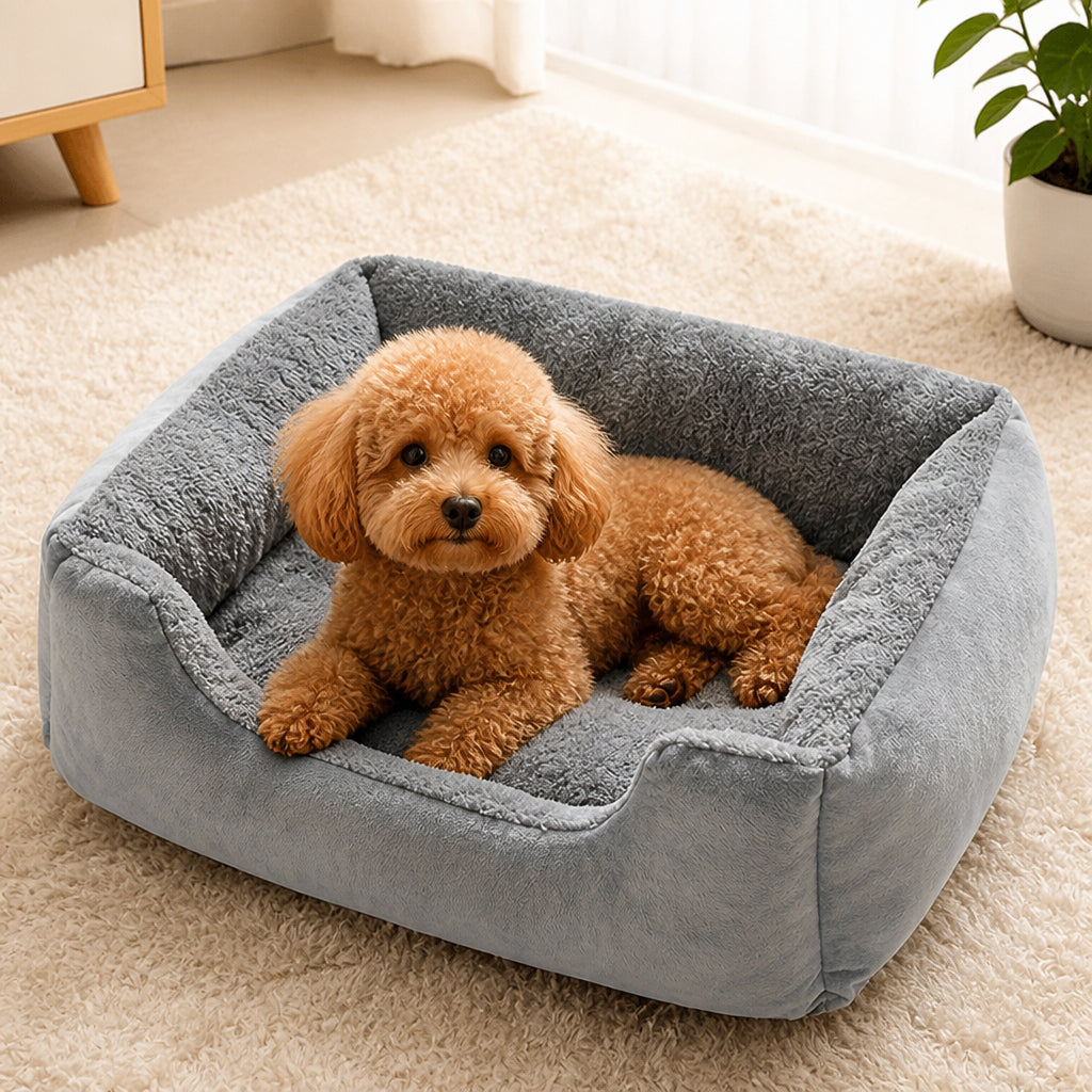 Petmarlow Plush Mattress-Style & Easy-Clean Polyester Pet Bed (Indoor/Outdoor) – Gray