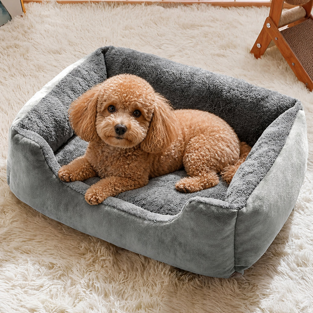 Petmarlow Plush Mattress-Style & Easy-Clean Polyester Pet Bed – Grey / S (17.72x12.6inch)