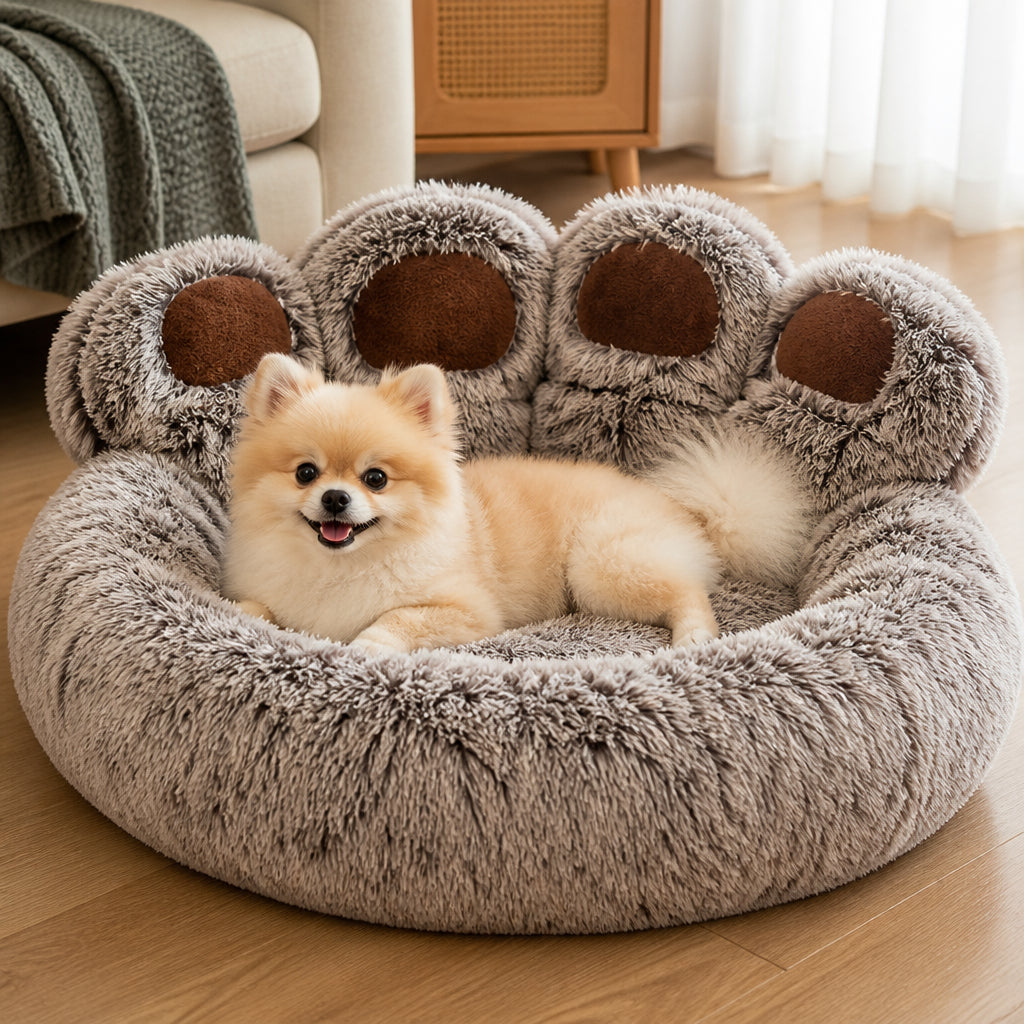 Petmarlow Plush & Non-Slip Bear Paw Pet Bed