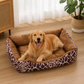 Petmarlow Plush Polyester Dog Bed (Multiple Sizes) – Deer Pattern Coffee / S 19.6*15.7*4.7in