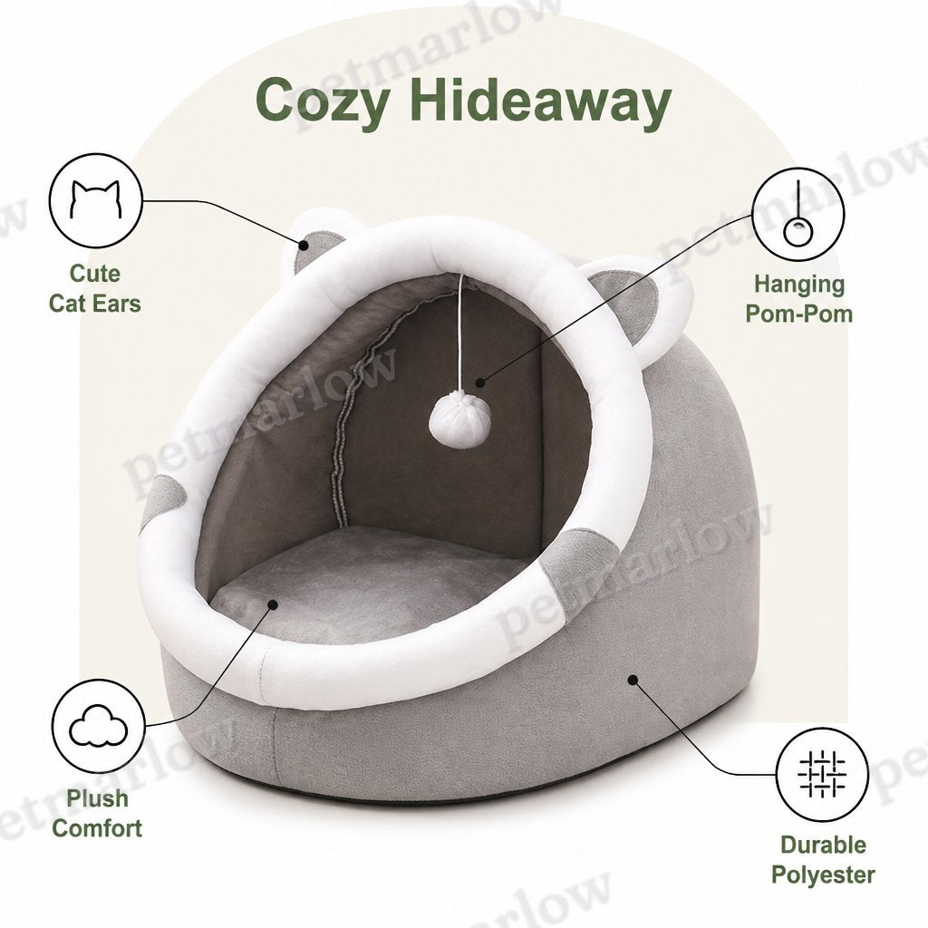 DogBedHouse Plush Polyester & Washable Pet Cave Bed – view 3