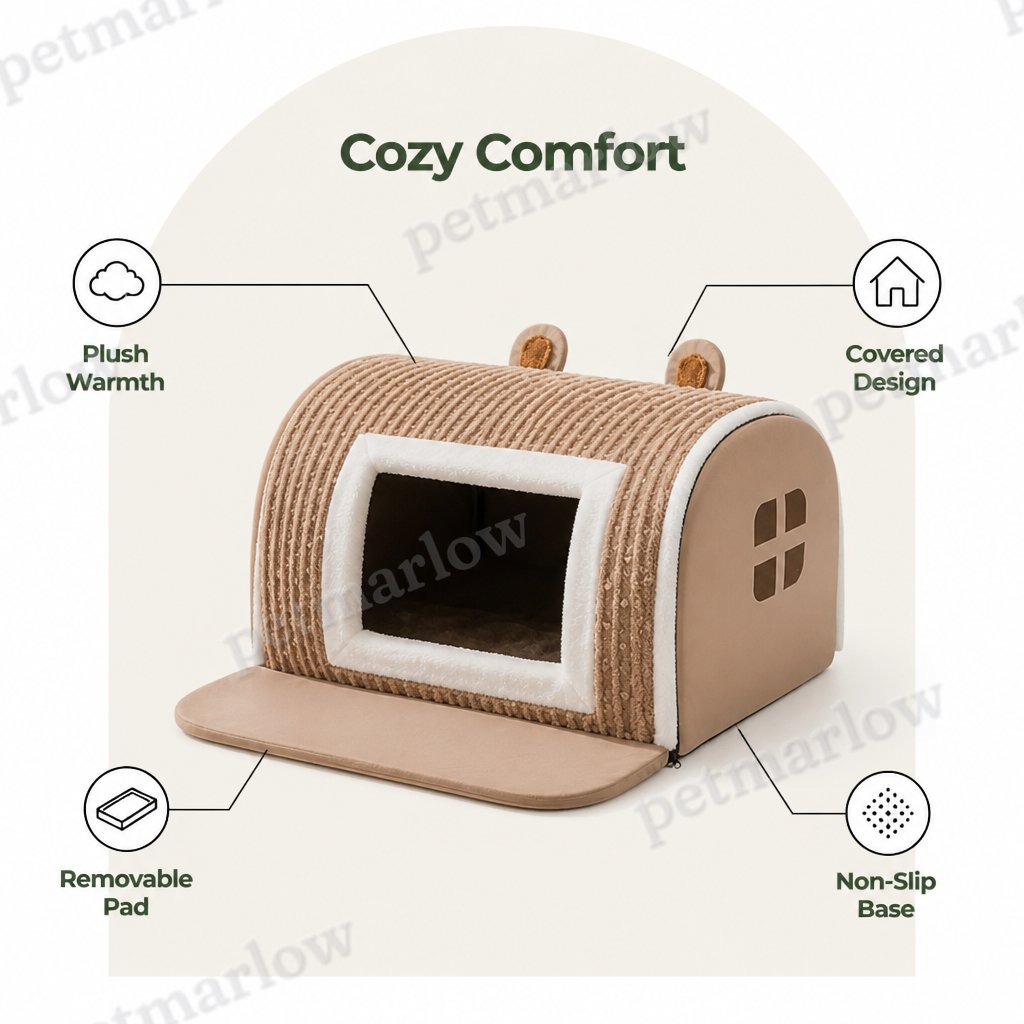 Petmarlow Plush Warm Cave Dog Bed (Removable Washable Pad) – view 4