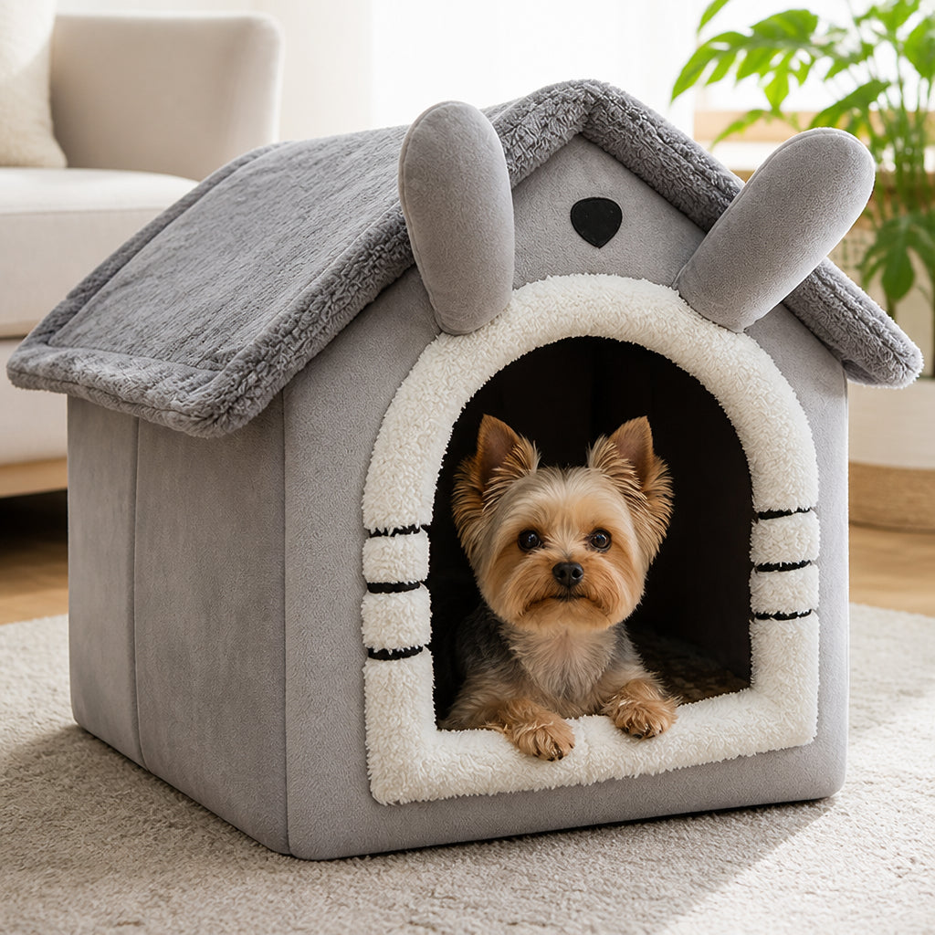 Petmarlow Plush Warm House Dog Bed (Removable Cushion)