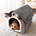 Petmarlow Plush Warm House Dog Bed (Removable Cushion) – GRAY / S