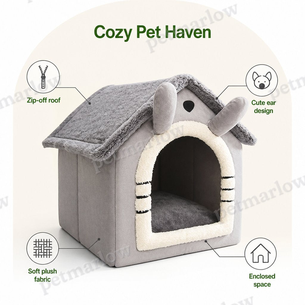 Petmarlow Plush Warm House Dog Bed (Removable Cushion) – view 3