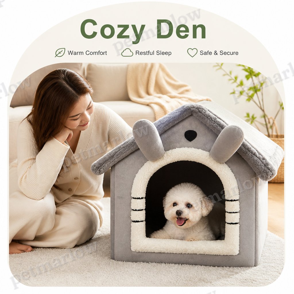 Petmarlow Plush Warm House Dog Bed (Removable Cushion) – view 6