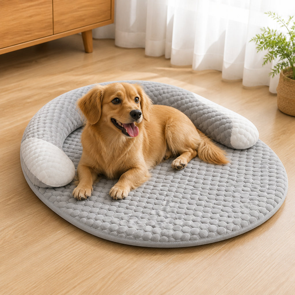 Petmarlow Polka Dot Cooling & Washable Cover Dog Bed – Grey / M