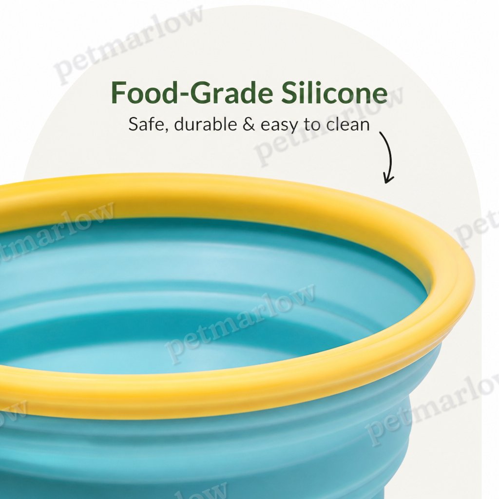 Petmarlow Portable Collapsible Silicone Pet Bowl (Leash Clip) – view 5