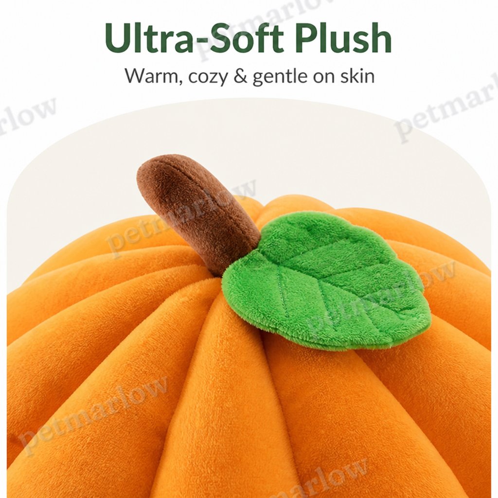 Petmarlow Pumpkin-Shaped Plush PP Cotton & Non-Slip Pet House (Removable Cushion) – view 6
