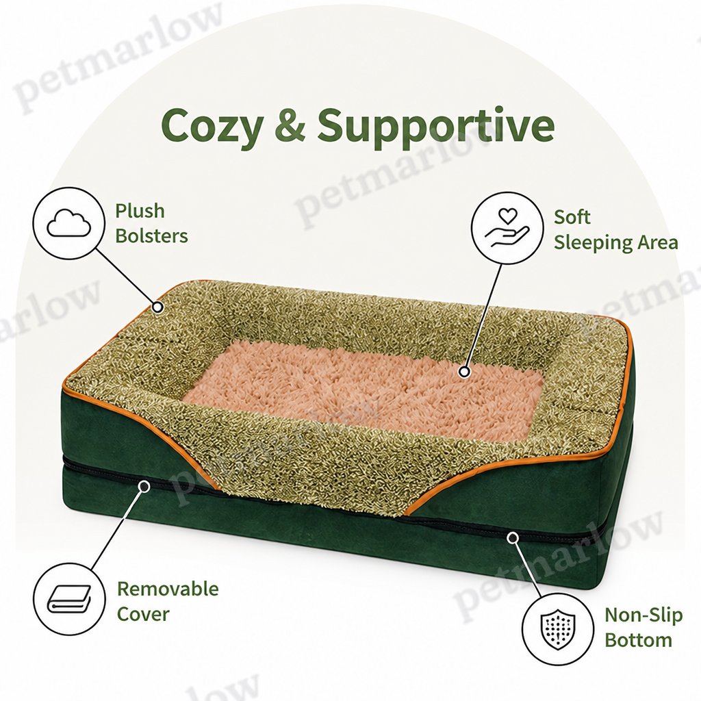 Petmarlow Removable Washable Plush Bolster Bed – view 6