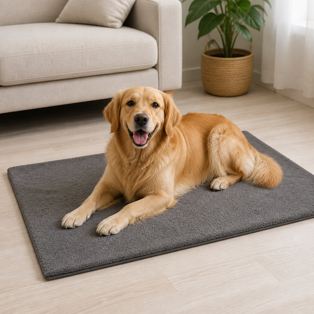 Petmarlow Self-Heating Lambswool Non-Slip Pet Mat (Removable Cover) – Gray / S - 19.7 in × 13.8 in