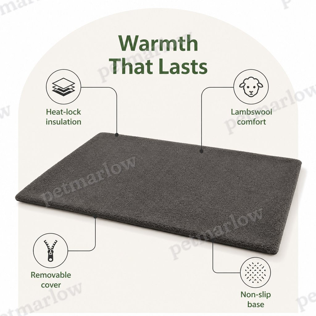 Petmarlow Self-Heating Lambswool & Non-Slip Pet Mat (Removable Cover) – view 3