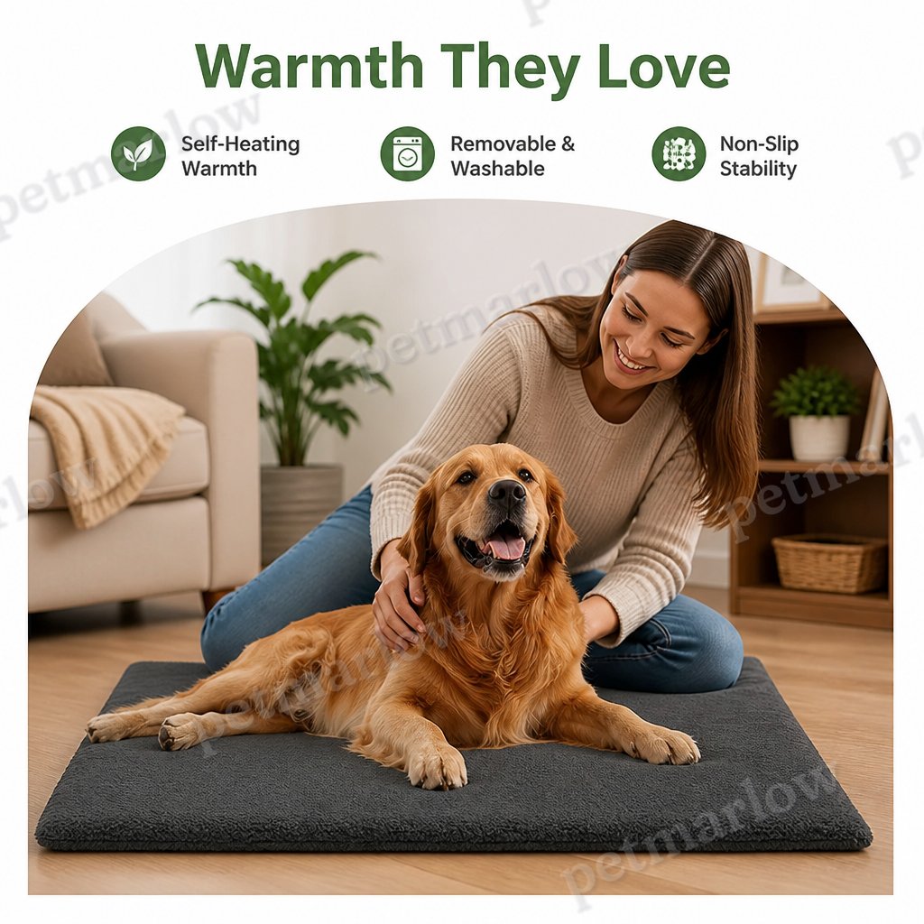 Petmarlow Self-Heating Lambswool & Non-Slip Pet Mat (Removable Cover) – view 6