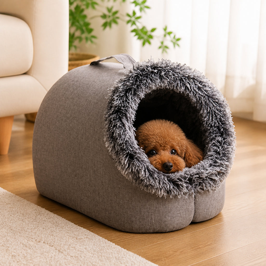Petmarlow Self-Warming Coral Velvet Pet Cave Bed