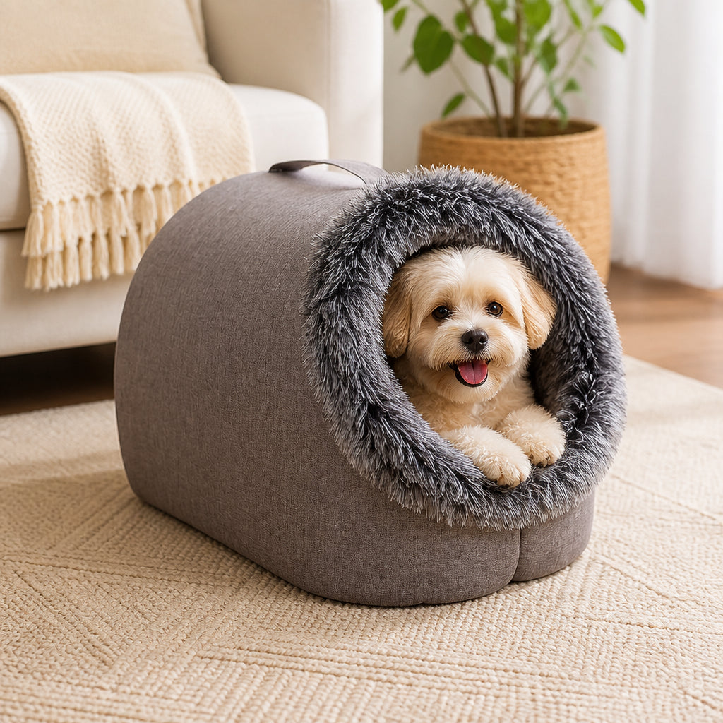 Petmarlow Self-Warming Coral Velvet Pet Cave Bed – 1 / M - 15.7 × 11.8 × 11.0 in