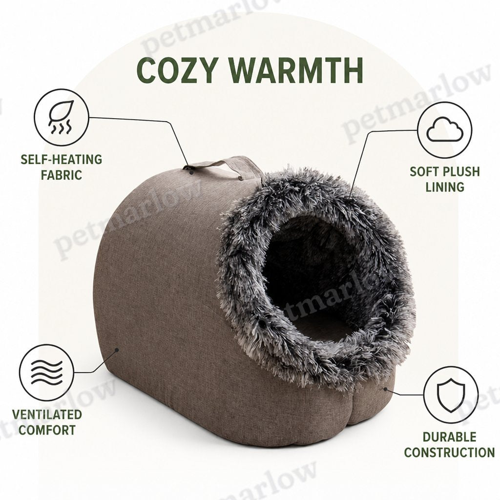 Petmarlow Self-Warming Coral Velvet Pet Cave Bed – view 6