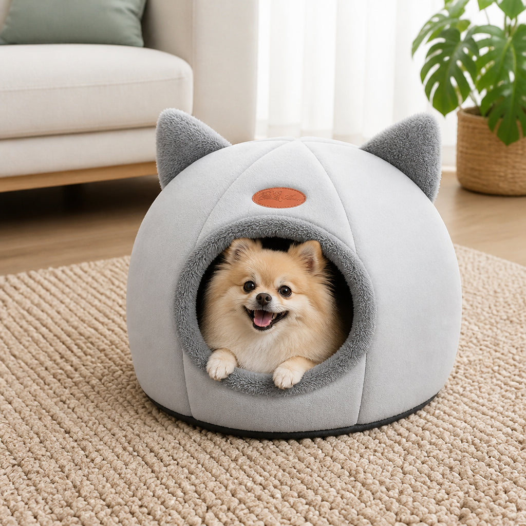 Petmarlow Semi-Closed Non-Slip Cat Bed (Removable Cushion)