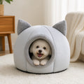 Petmarlow Semi-Closed Non-Slip Cat Bed (Removable Cushion) – GRAY / M