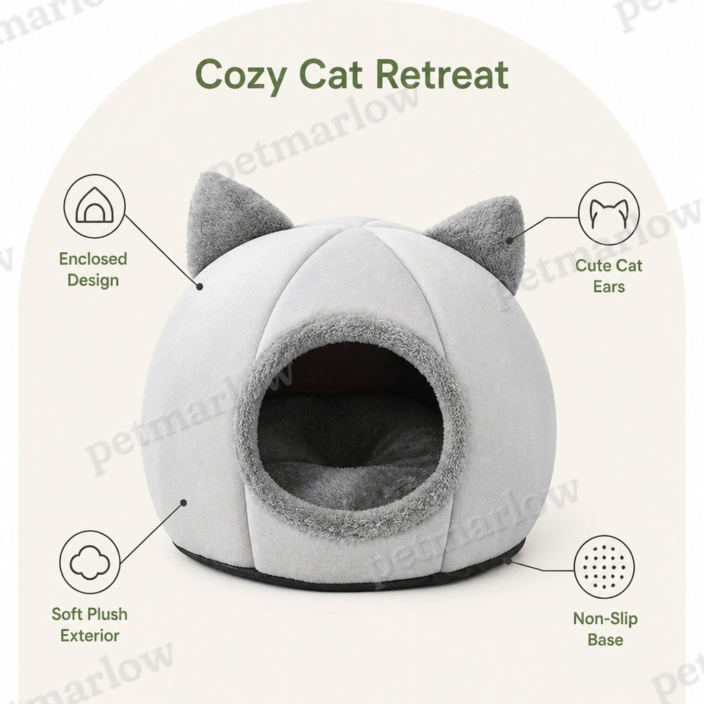 Petmarlow Semi-Closed Non-Slip Cat Bed (Removable Cushion) – view 3