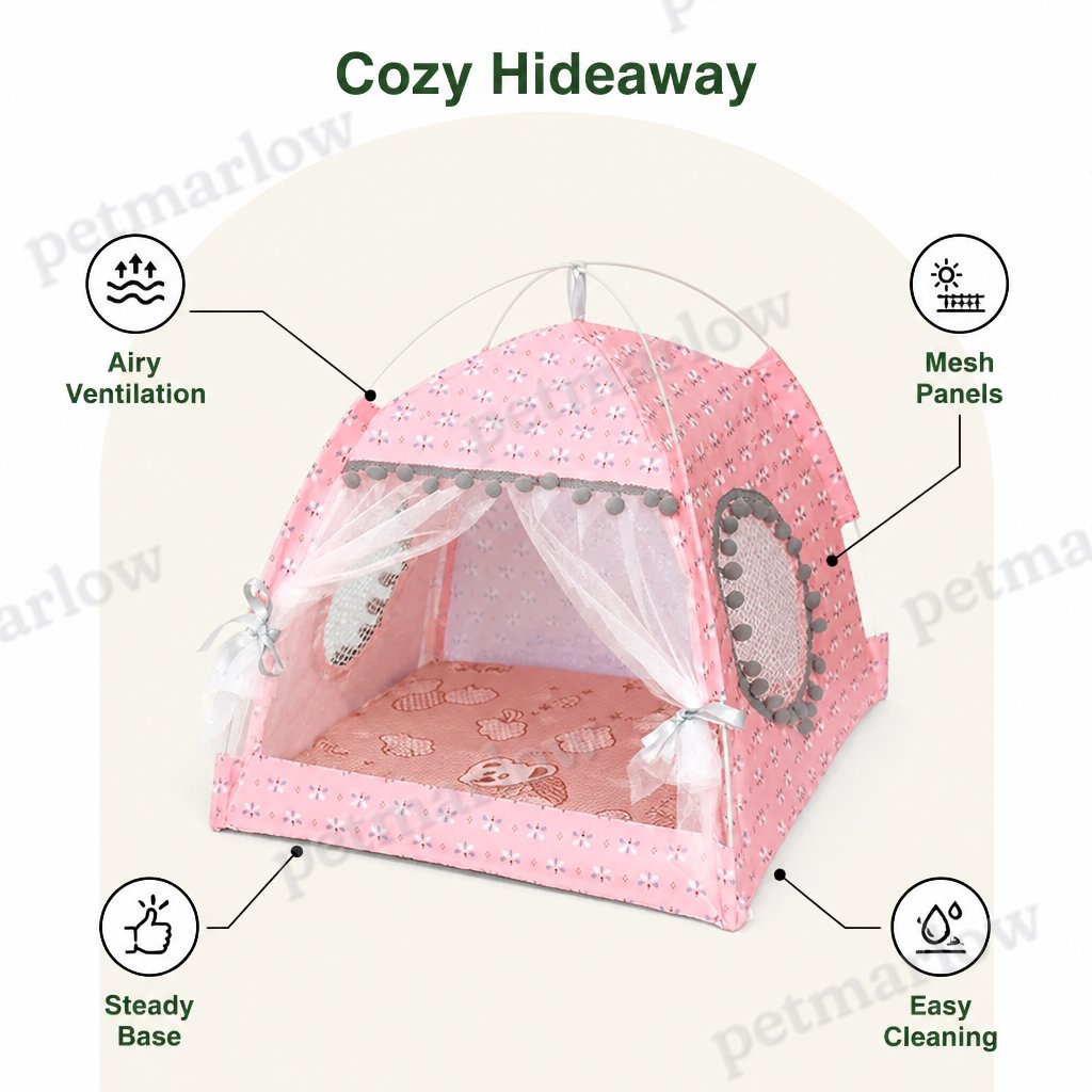 Petmarlow Semi-Enclosed Breathable Mesh & Non-Slip Pet Tent – view 4