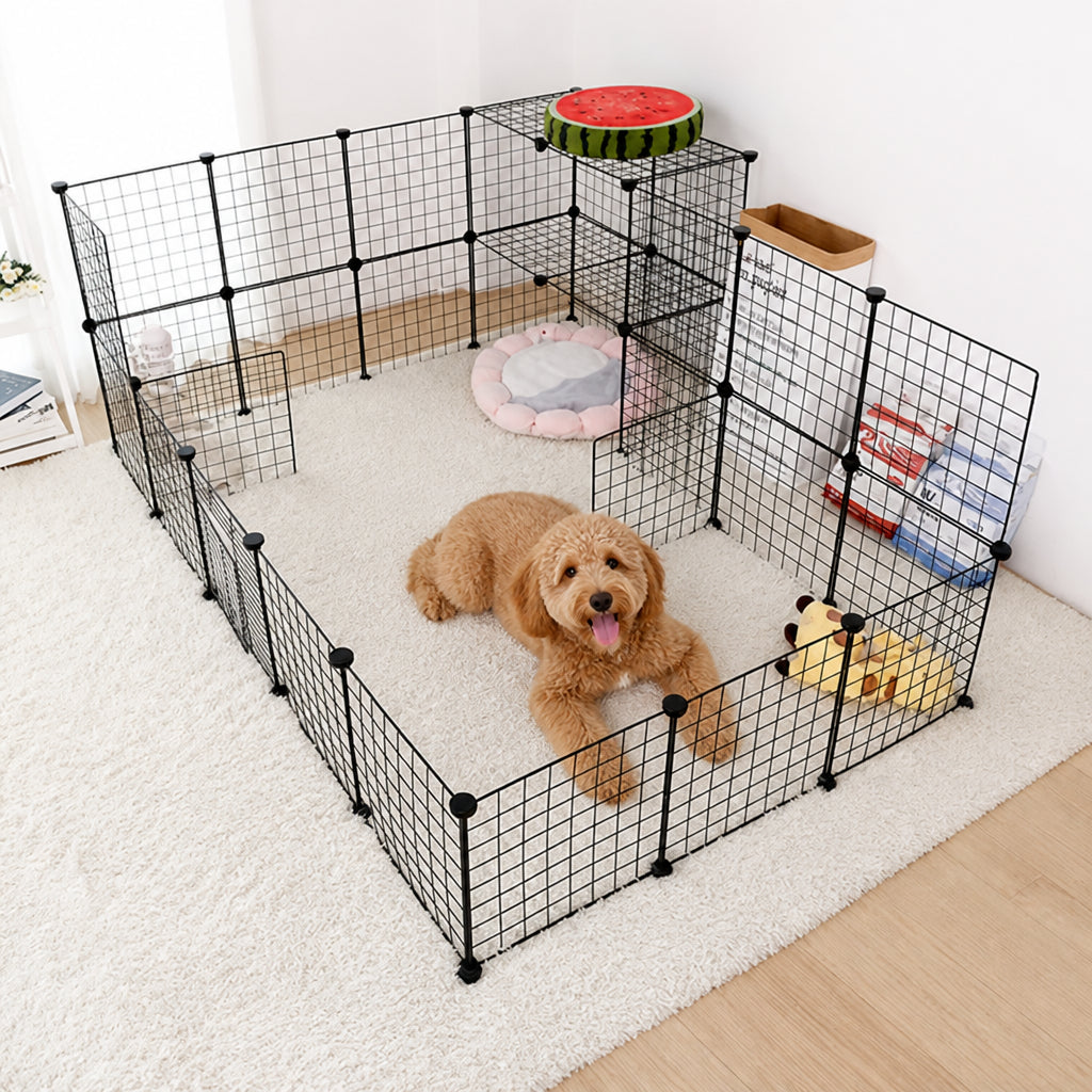 Petmarlow Stackable & Expandable Metal Mesh Pet Fence Panels (DIY Kit)