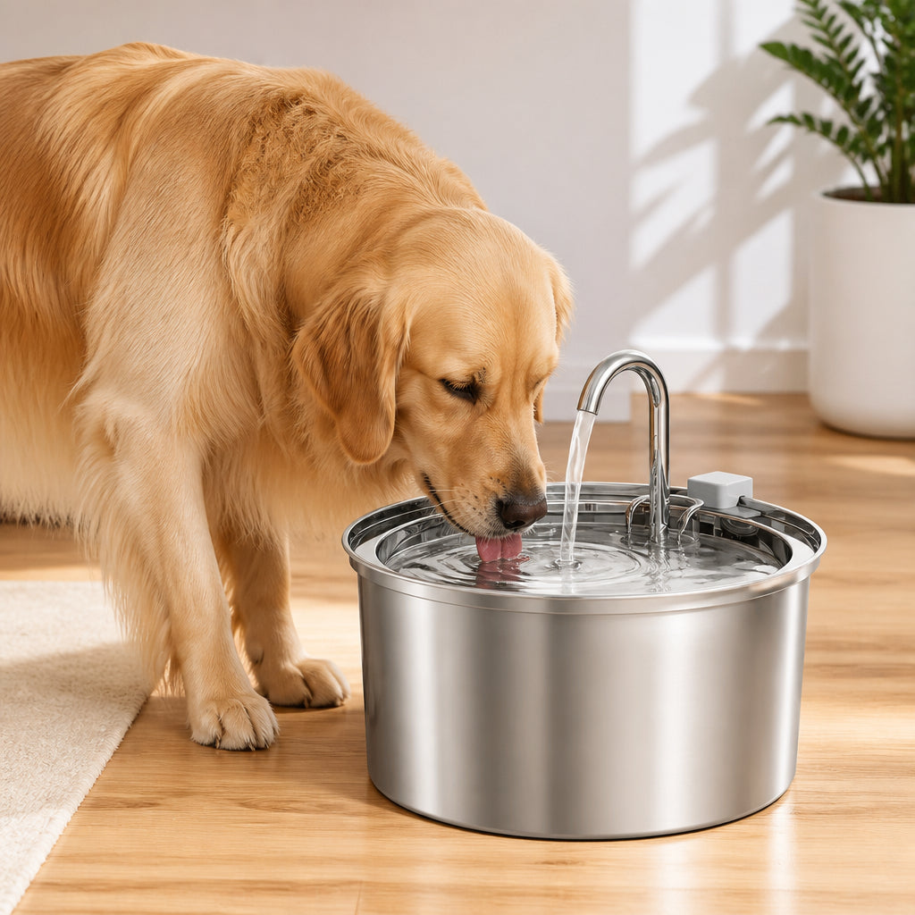 DogBedHouse Stainless Steel & Ultra-Quiet Large-Capacity Dog Water Fountain – 0.79-gallon Drinking fountain